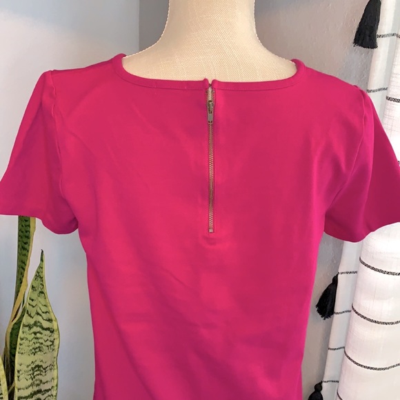 J Crew Warm Magenta Pleated Top/Blouse Size M  Visocse Blend Top with pleats - Picture 2 of 3